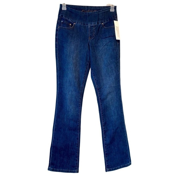 JAG Jeans Hi Rise Boot Leg 5 Pocket Design Faux Zipper Pull-on Closure Size 4 - Picture 1 of 11